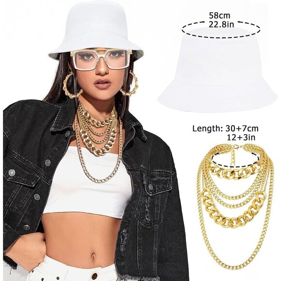80s 90s Hip Hop Costume Kit for Women Men Accessories Party Wear main image 5